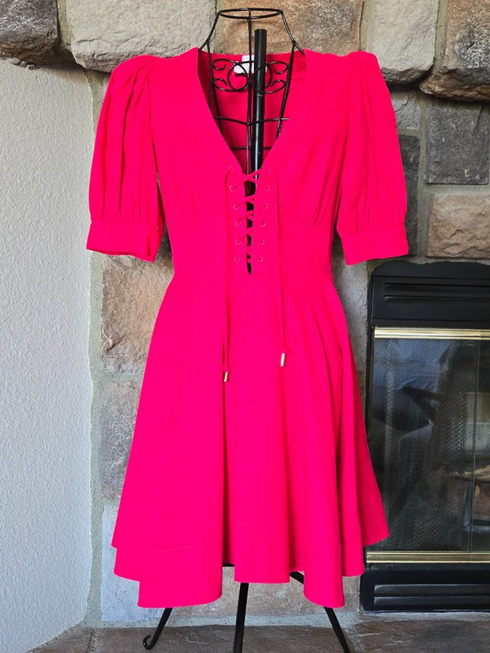 House of Harlow 1960 Puff Sleeves Fit and Flare Mini Dress